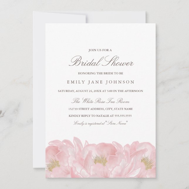 Elegante Invitación a ducha de novias con peones r (Anverso)