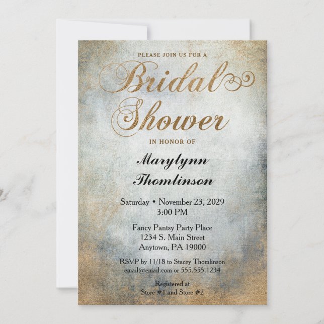 Elegante Invitación a ducha de novias de cobre pin (Anverso)