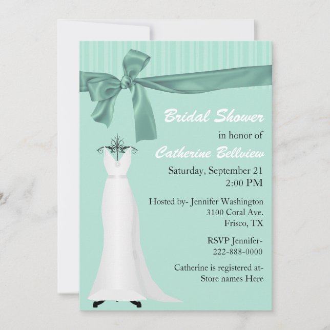 Elegante Invitación a ducha de novias verde de men (Anverso)