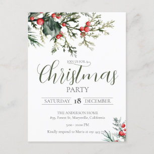 Elegante invitación a fiesta de Navidades de acuar