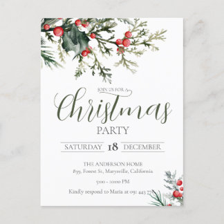 Elegante invitación a fiesta de Navidades de acuar
