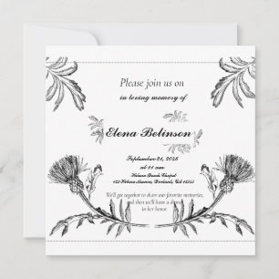 Elegante invitación a funerales conmemorativos de