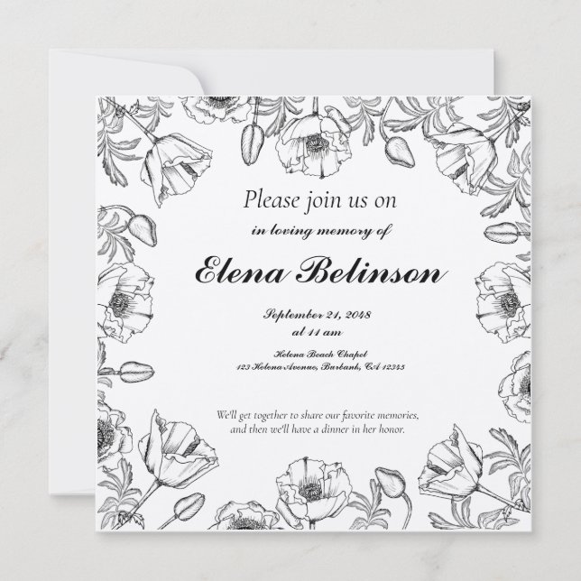 Elegante invitación a funerales conmemorativos de  (Anverso)