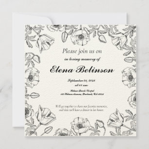Elegante invitación a funerales conmemorativos de