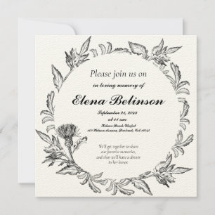 Elegante invitación a funerales conmemorativos de