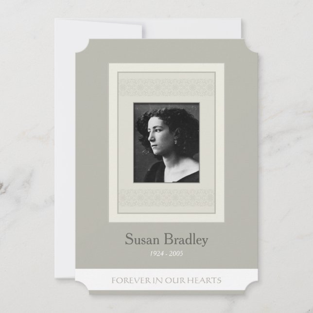 Elegante invitación a funerales en memoria de plan (Anverso)