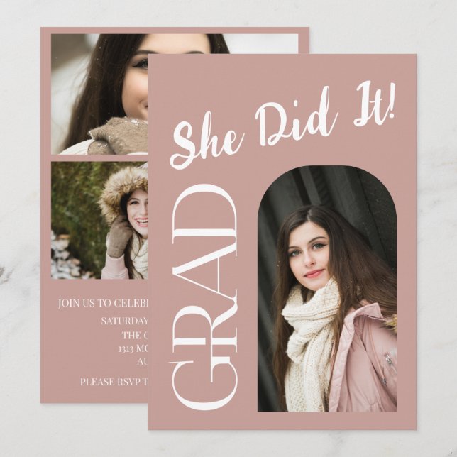 Elegante invitación a graduación de Arco | Foto pe (Anverso / Reverso)