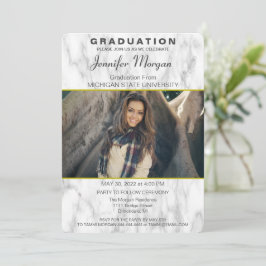 Elegante invitación a graduación de fotos de mármo