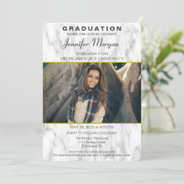 Elegante invitación a graduación de fotos de mármo