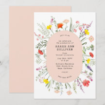 Elegante Invitación a graduación de marco Rubor de