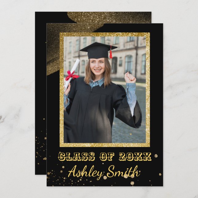 Elegante invitación a graduación de Moda (Anverso / Reverso)