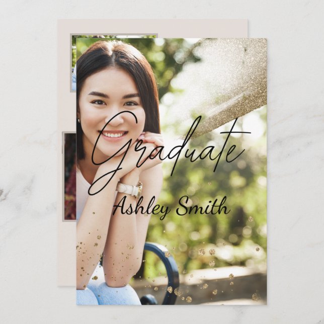 Elegante invitación a graduación de Moda (Anverso / Reverso)