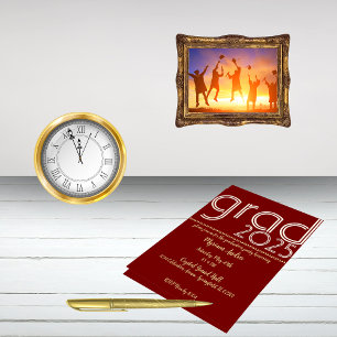 Elegante invitación a graduación de oro en Borgoña