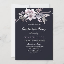 Elegante invitación a graduación floral de inviern