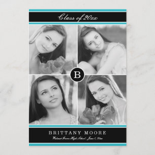 Elegante invitación a graduación inicial - Turques