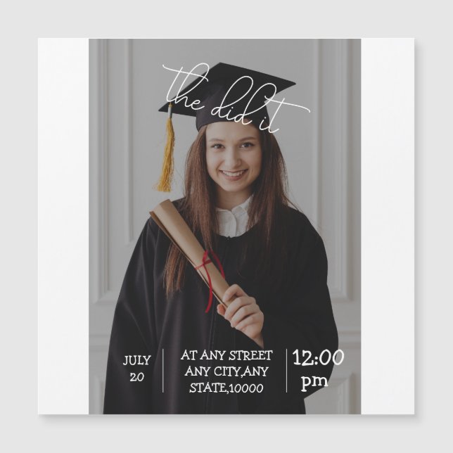 Elegante invitación a graduación — "¡Lo hizo! (Anverso)