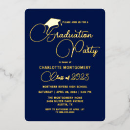 Elegante invitación a graduación moderna de la Mar