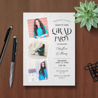 Elegante Invitación a graduación multifotografía