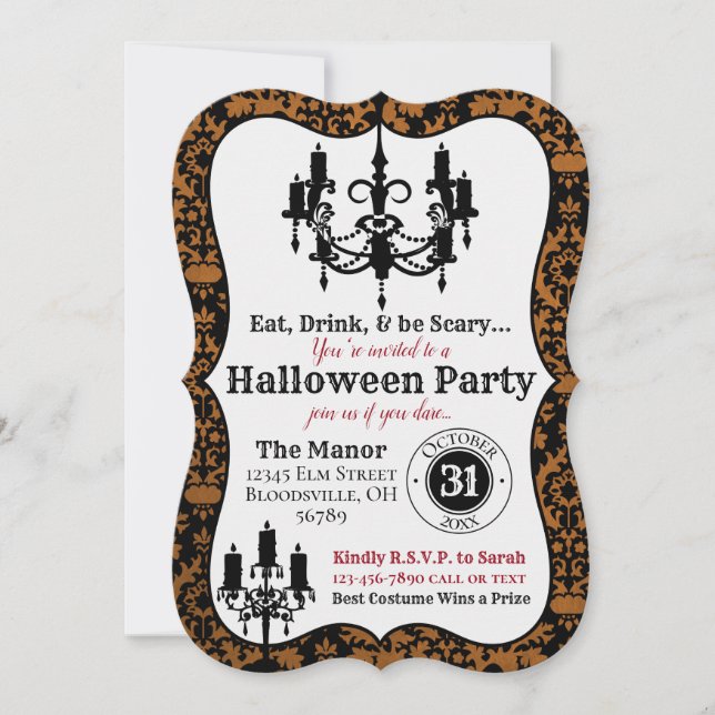 Elegante invitación a Halloween - Halloween Fiesta (Anverso)