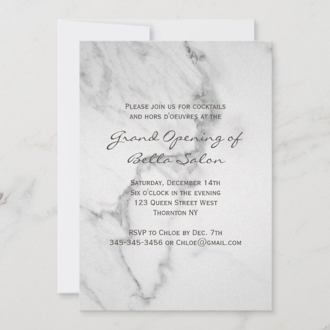 Elegante invitación a la apertura de mármol (Anverso)