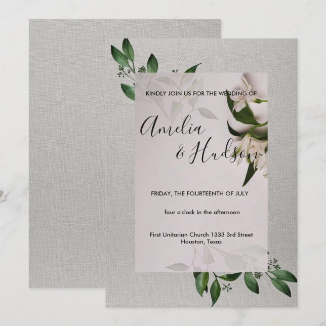 Elegante invitación a la boda (Anverso / Reverso)
