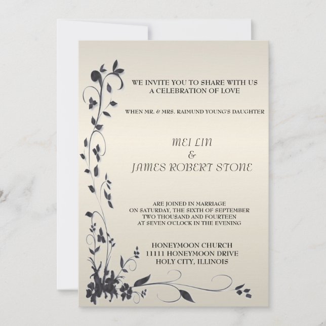 Elegante invitación a la boda (Anverso)