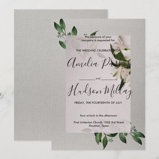 Elegante invitación a la boda (Anverso / Reverso)