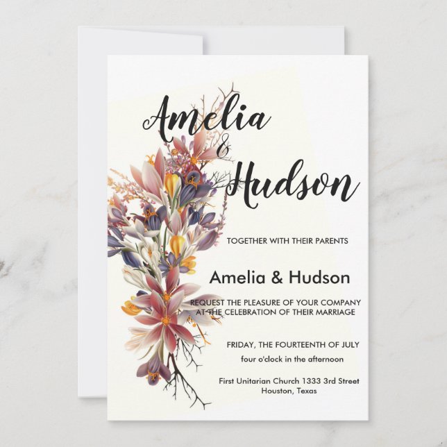 Elegante invitación a la boda (Anverso)
