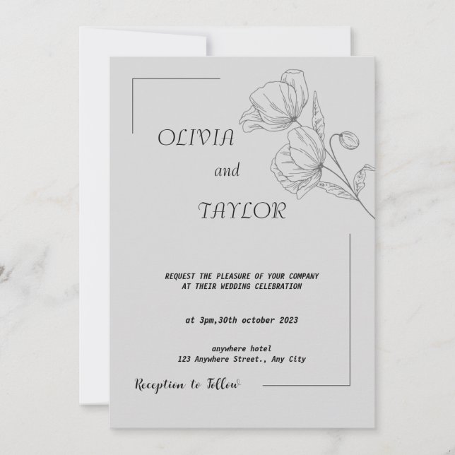 Elegante invitación a la boda (Anverso)