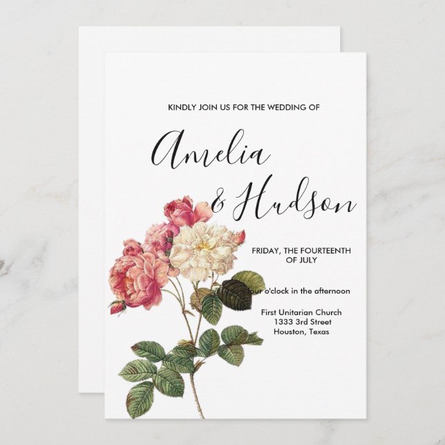 Elegante invitación a la boda (Anverso / Reverso)