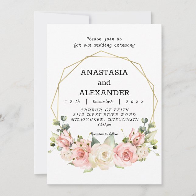 Elegante invitación a la boda. (Anverso)