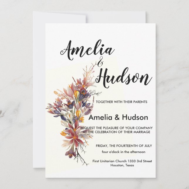 Elegante invitación a la boda (Anverso)