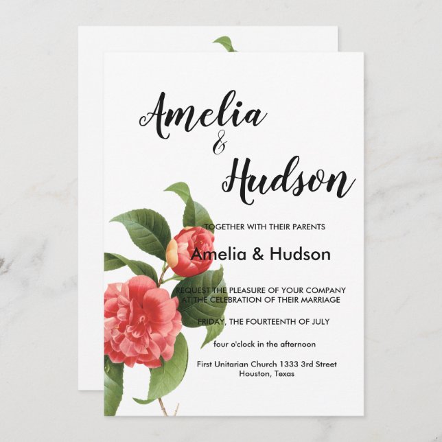 Elegante invitación a la boda (Anverso / Reverso)