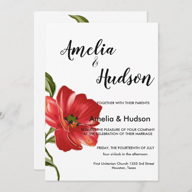 Elegante invitación a la boda (Anverso / Reverso)