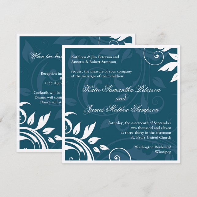 Elegante invitación a la boda (Anverso / Reverso)