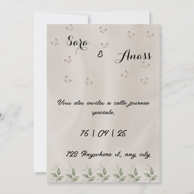 Elegante invitación a la boda (Anverso)