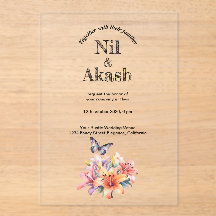 Elegante Invitación a la Boda Acrílica Clara Flora