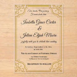 Elegante invitación a la boda acrílica con Relieve