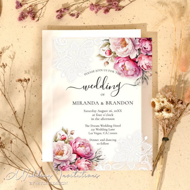 Elegante Invitación a la Boda Acrílica de Encaje F (Subido por el creador)