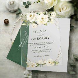Elegante invitación a la boda acrílica de la rosa 