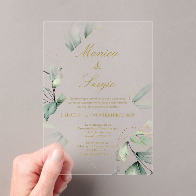 Elegante invitación a la boda acrílica en español (Insitu (portátil))