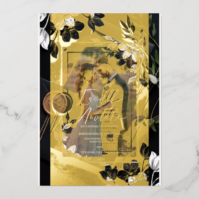 Elegante invitación a la boda acrílica floral con  (Anverso)