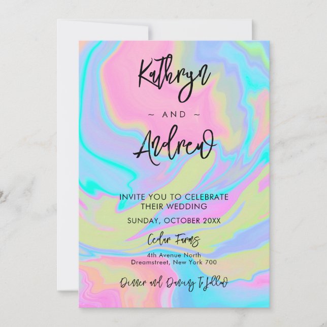 Elegante Invitación a la boda acuarela (Anverso)