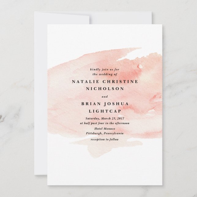 Elegante Invitación a la boda acuarela (Anverso)