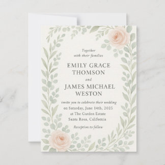 Elegante Invitación a la boda acuarela con botánic