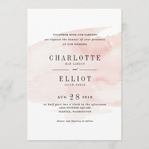 Elegante Invitación a la boda acuarela   Rosa