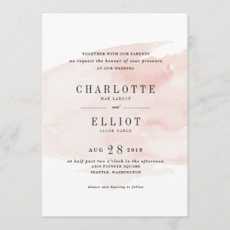 Elegante Invitación a la boda acuarela | Rosa