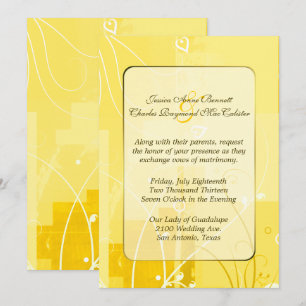 Elegante invitación a la boda amarilla