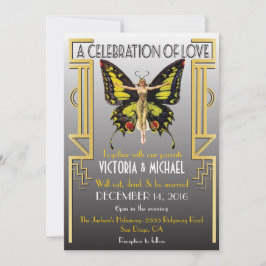 Elegante invitación a la boda Art Déco
