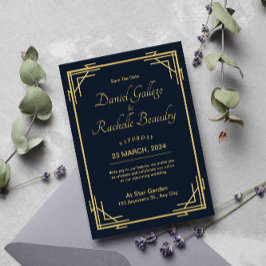 Elegante invitación a la boda Art Déco